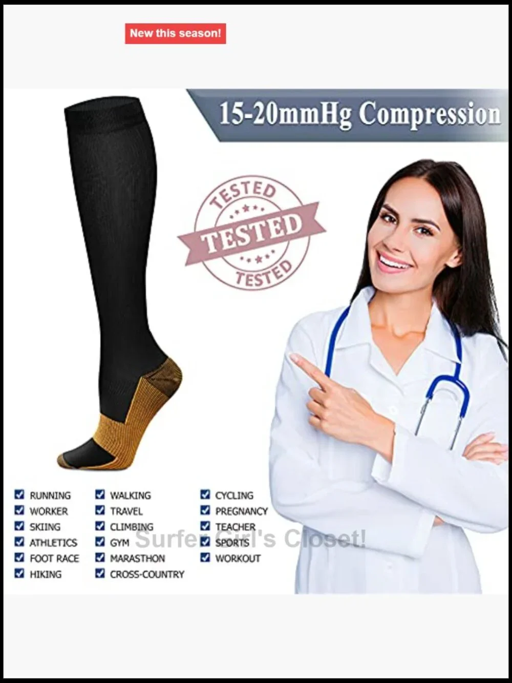 Copper Compression Socks for Running Cycling Athletic Unisex
